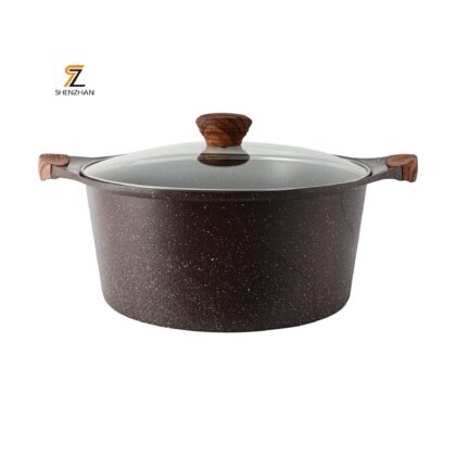 Panela de Cerâmica Marrom com Alça de Madeira