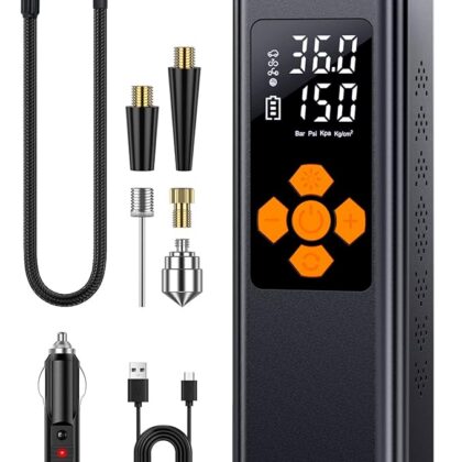 Compressor de Ar Portátil Digital 150 PSI – Sem Fio com Lanterna SOS