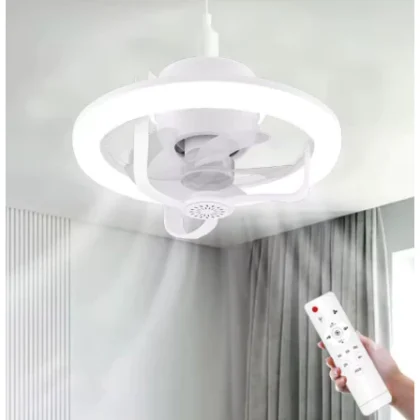 Luminária Ventilador de Teto Inteligente 360° - Soquete E27 com Aromaterapia